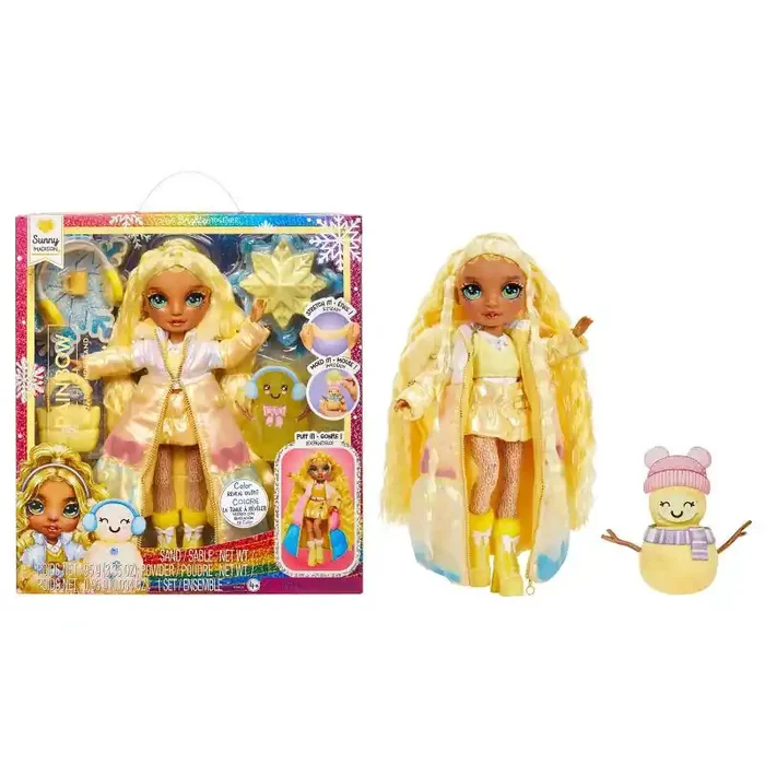 Rainbow High Winter Wonderland Sunny – Yellow 11″ Fashion Doll with Magic Snow and Snowman Kit