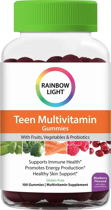 Rainbow Light Teen Multivitamin Gummies, Blueberry Flavor, 100 Count, 1 Bottle
