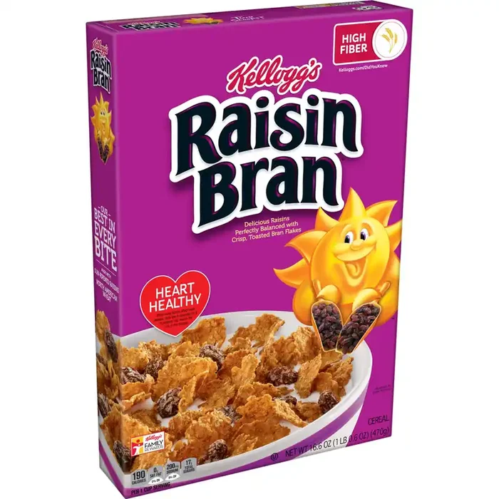 Raisin Bran Kellogg‘s Raisin Bran Breakfast Cereal, Family Breakfast, Fiber Cereal, Original, 16.6oz Box (1 Box)?