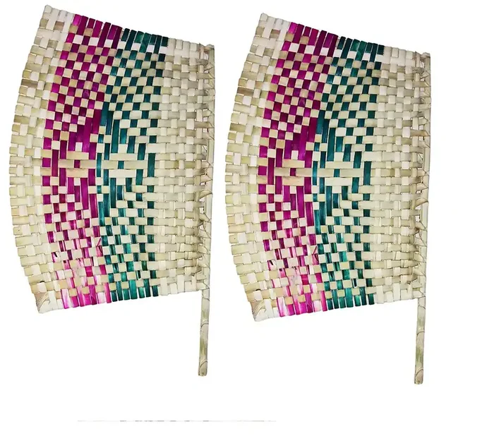 RAJASTHANI PUPPETS Antique Handicraft Rajasthani Natural Bamboo Wood Manual Hand Held Fan for Summers and for The time of no Electricity (no Battery Needed) (Pack of 2)