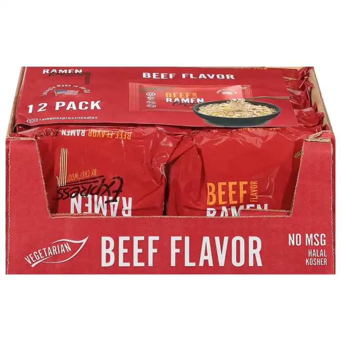 Ramen Express by Chef Woo Beef Flavor Ramen 12 – 3 oz Packs