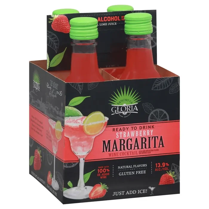 Rancho La Gloria Strawberry Margarita Wine Cocktail 4-187 ml Bottles