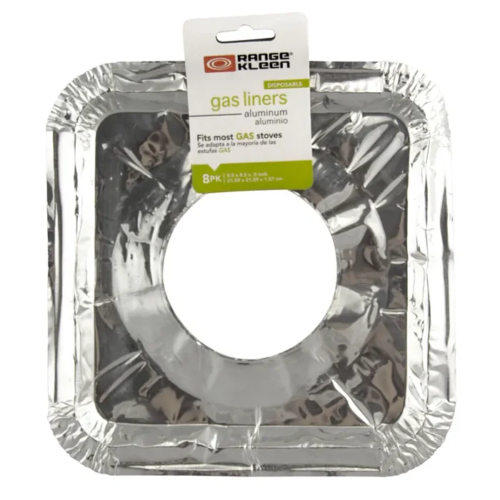 Range Kleen Square Foil Liners Gas Stovetop 8 pack