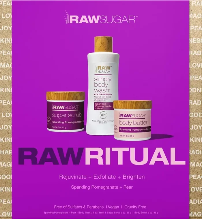 Raw Sugar Raw Ritual Sparkling Pomegranate + Pear Body Care