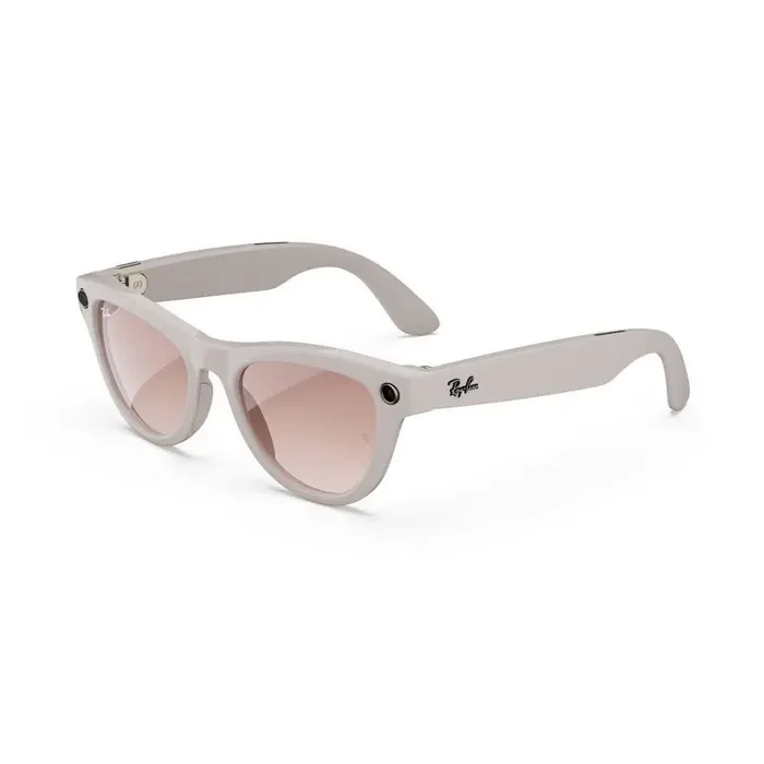 Ray-Ban Meta Skyler Glasses – Shiny Gray Frames, Pink Lenses Scratch-Resistant, Bluetooth