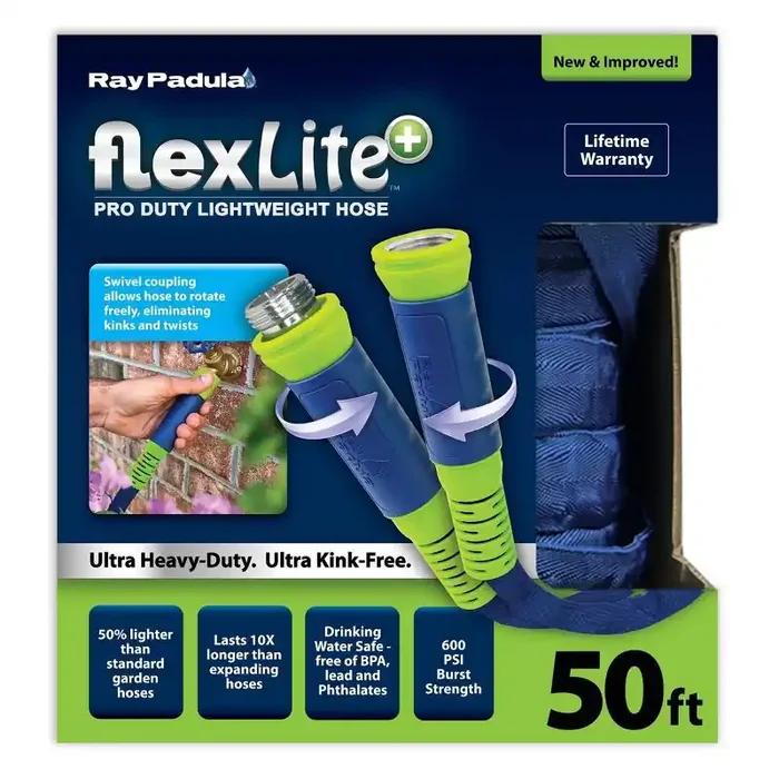 Ray Padula 50‘ FlexLite Plus Premium Lightweight Expandable Hose Blue/Green