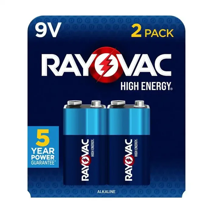 Rayovac High Energy 9V Batteries 2pk – Alkaline Battery Household Power Source