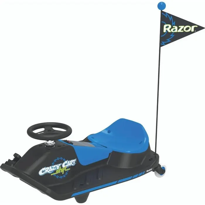 Razor 12V Crazy Cart Shift Electric Drifting Go Kart – Blue/Black
