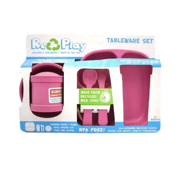 Re-Play Tableware Set Bright Pink