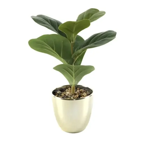 Realspace 12‘‘H Artificial Leaf Plant With Pot, Gold
