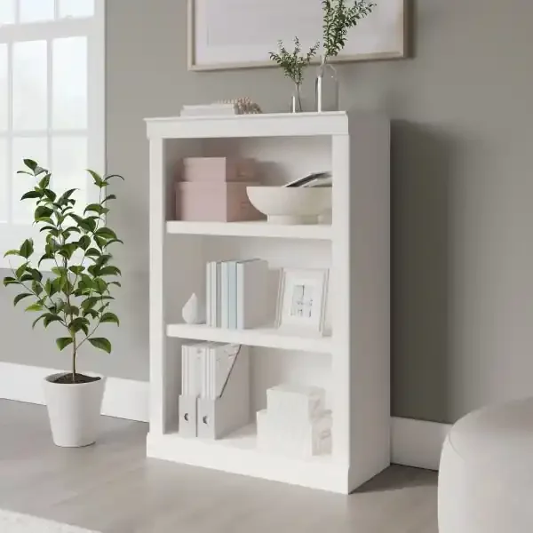 Realspace 45″H 3-Shelf Bookcase, Arctic White