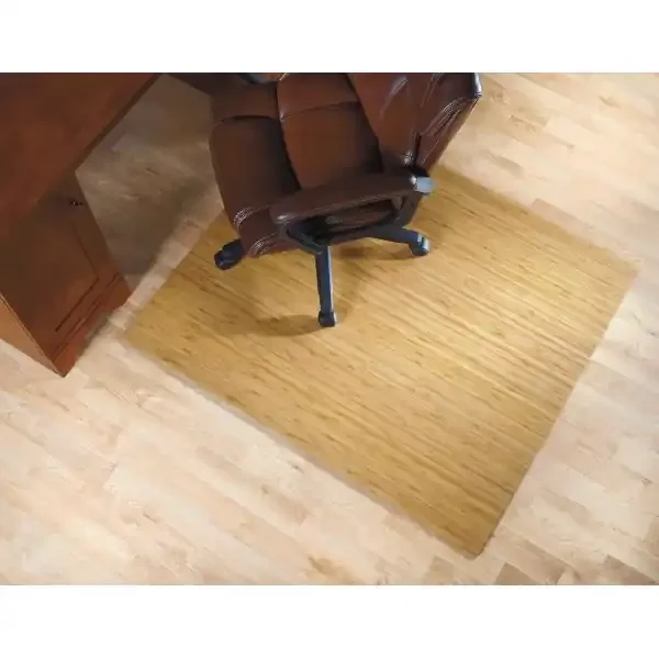 Realspace Bamboo Roll-Up Chair Mat, 48‘‘ X 52‘‘, Natural