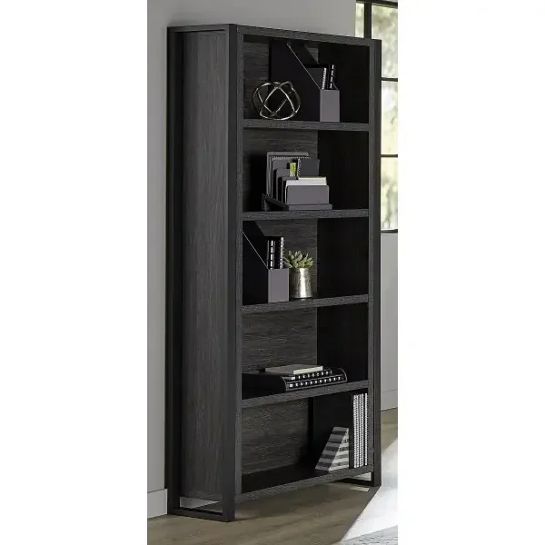 Realspace Dejori 70″H 5-Shelf Bookcase, Charcoal