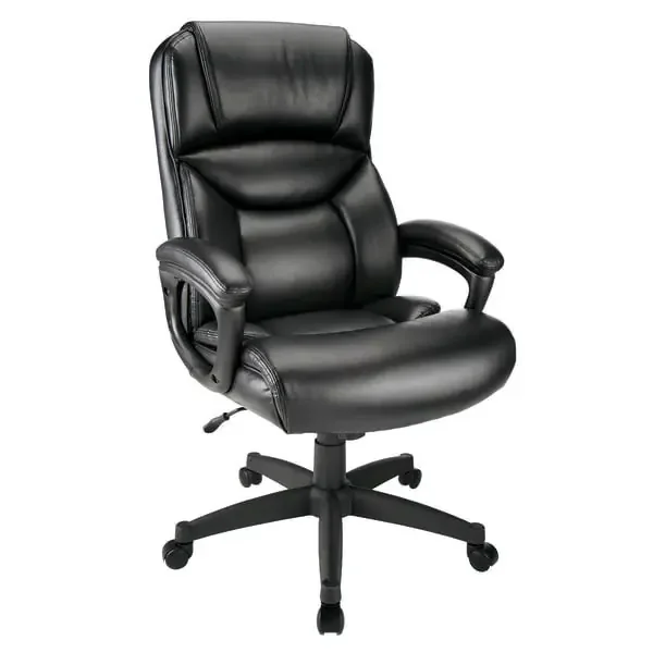 Realspace Fennington Bonded Leather High-Back Executive Chair, Black, Bifma Compliant