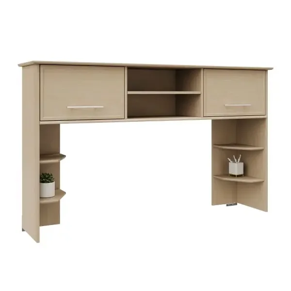 Realspace Koru 60″”W Hutch For Koru L-Shaped Or Straight Computer Desks, Natural Oak