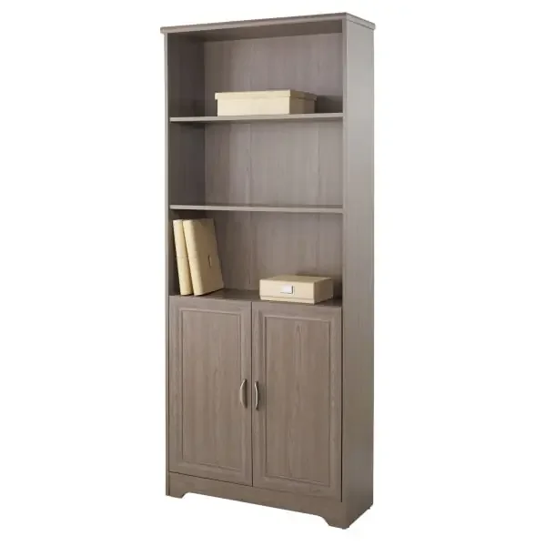 Realspace Magellan 72″”H 5-Shelf Contemporary Bookcase With Doors, Gray/Medium Finish