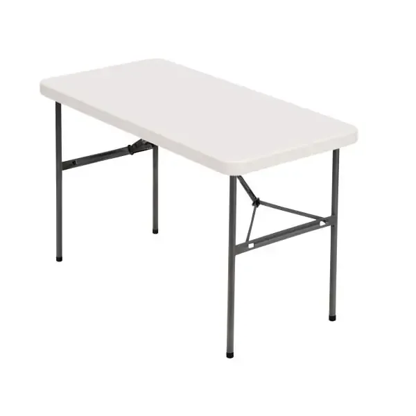 Realspace Molded Plastic Top Folding Table, 4‘W, Platinum