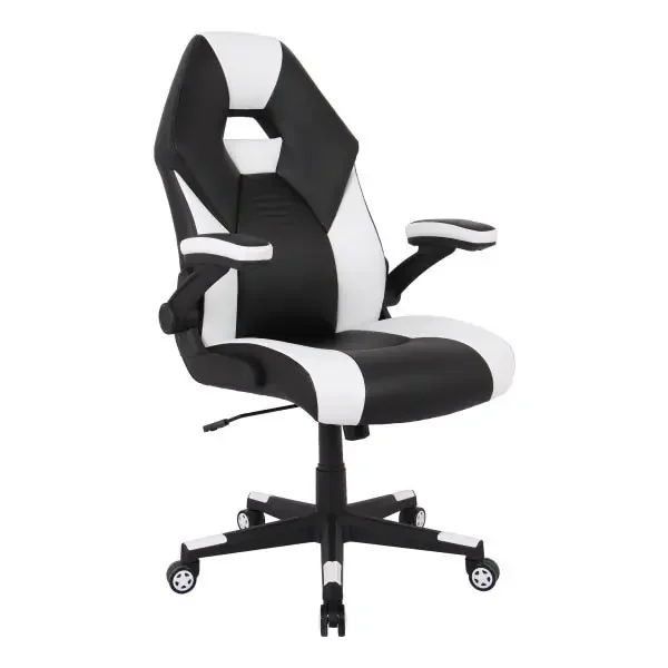 Realspace Rs Gaming Rgx Faux Leather High-Back Gaming Chair, Black/White