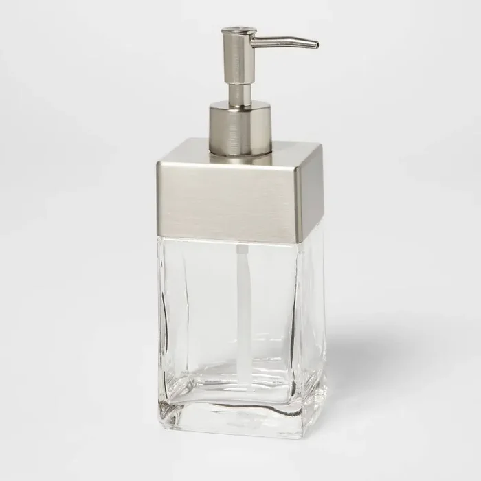 Rectangle Glass with Metal Soap/Lotion Dispenser Clear – Threshold™