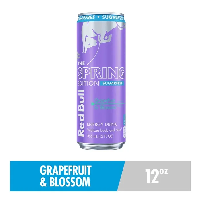 Red Bull Spring Edition Sugarfree Energy Drink, Grapefruit, 12 fl. oz. can, with 114mg Caffeine, Taurine & B Vitamins