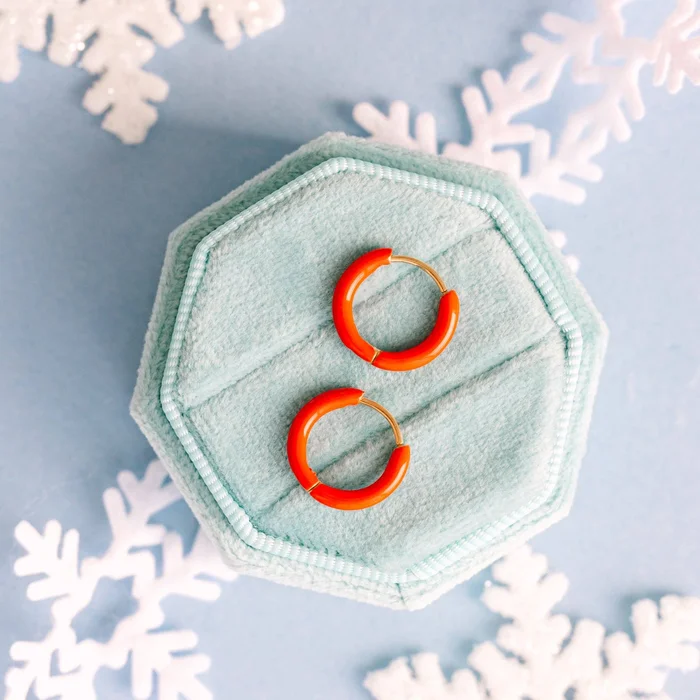 Red Huggie Earrings