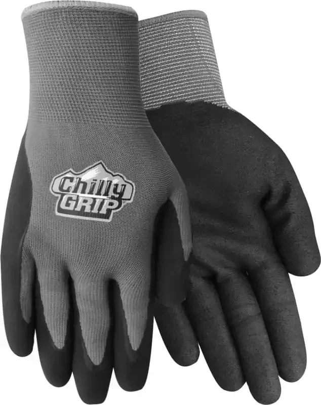 Red Steer Glove Company Chilly Grip Water Resistant Nitrile Palm Men‘s Gloves – Gray