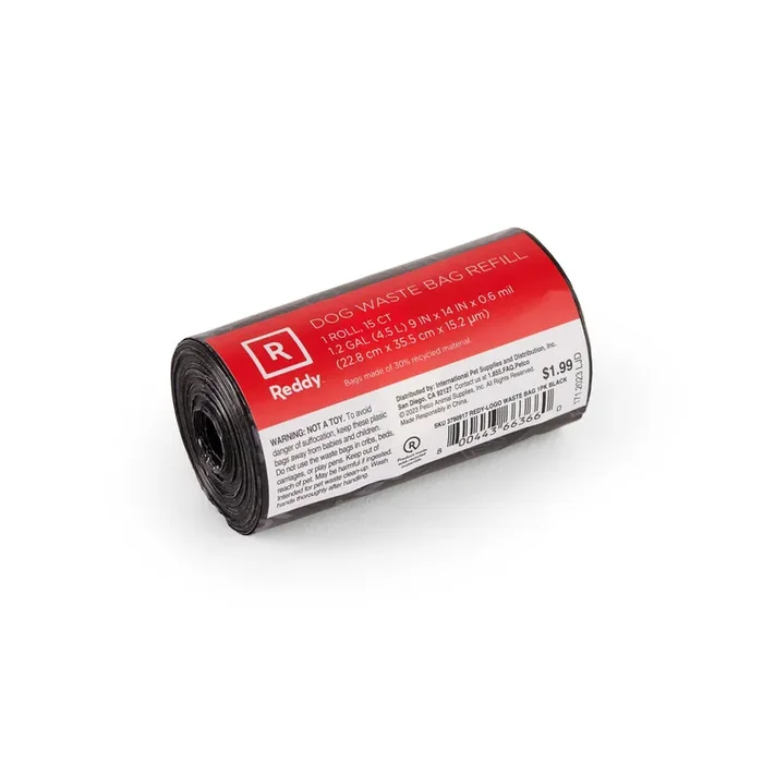 Reddy Black Logo Waste Bag Roll for Dogs, Pack of 1