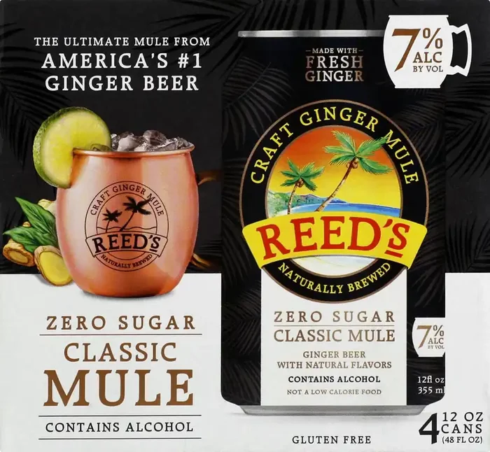 Reed‘s Zero Sugar Classic Ginger Mules – 4 ct; 12 oz