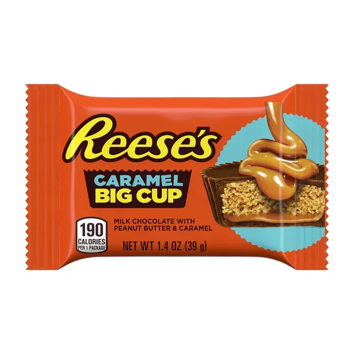 Reese‘s Big Cup Caramel Milk Chocolate Peanut Butter Cups, Candy Pack, 1.4 oz