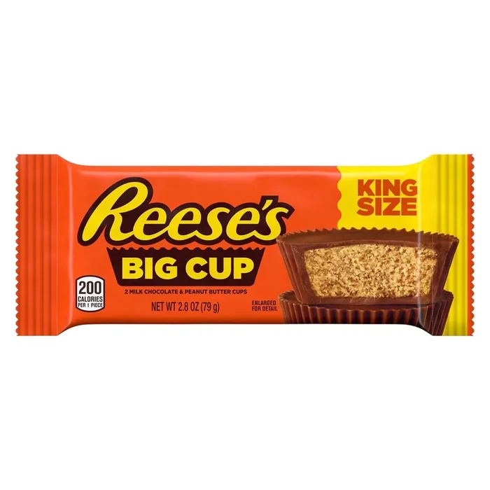 Reese‘s Big Cup Milk Chocolate King Size Peanut Butter Cups, Candy Pack, 2.8 oz