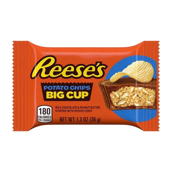 Reese‘s Big Cup with Potato Chips Milk Chocolate Peanut Butter Cups, Candy Pack, 1.3 oz