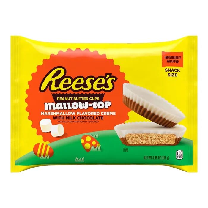 Reese‘s Mallow-Top Milk Chocolate Snack Size Peanut Butter Cups, Easter Candy Bag, 9.35 oz
