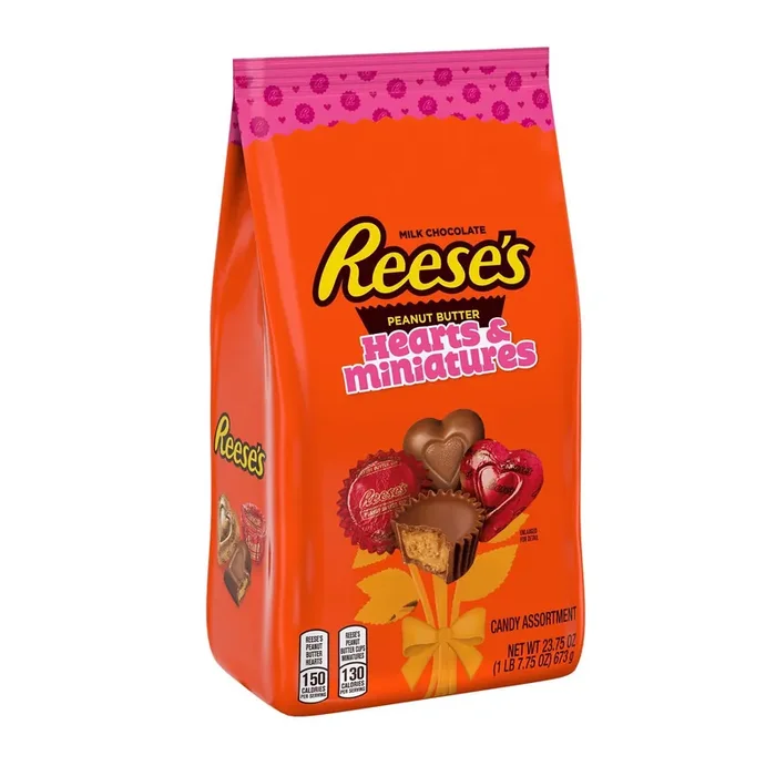 Reese‘s Milk Chocolate And Peanut Butter Hearts And Miniatures, Valentine‘s Day Candy, 23.75 Oz