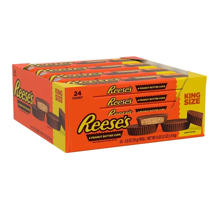 Reese‘s Milk Chocolate King Size Peanut Butter Cups, Candy Packs, 2.8 oz (24 Count)