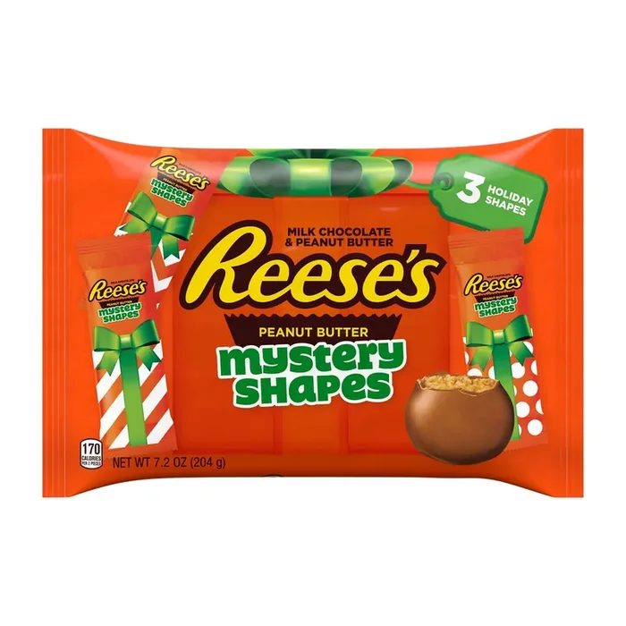 Reese‘s Milk Chocolate Peanut Butter Mystery Shapes Candy, Christmas, 7.2 oz, Bag