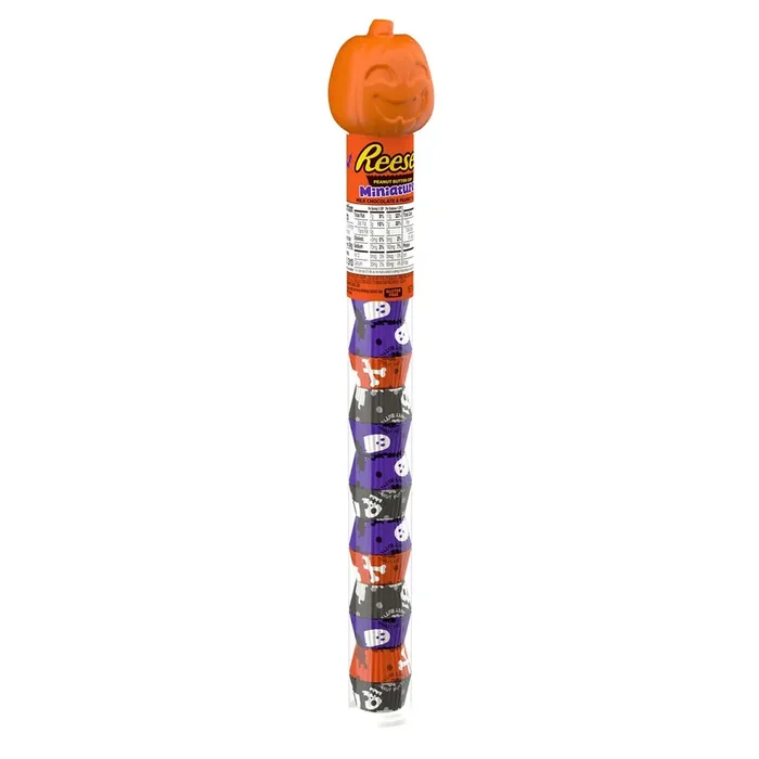 Reese‘s Miniatures Milk Chocolate Peanut Butter Cups, Halloween Candy Plastic Cane, 2.17 oz