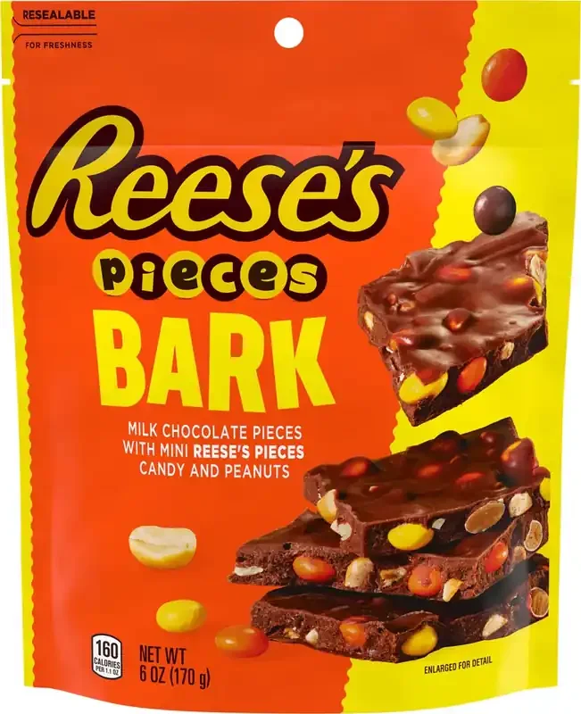 Reese‘s PIECES Milk Chocolate Candy with Peanuts Bark Bag, 6 oz