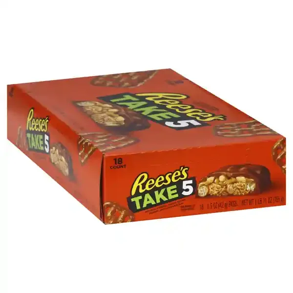Reese‘s TAKE 5 Pretzel, Peanut and Chocolate Candy Bars, 1.5 oz (18 Count)