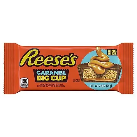 Reeses Milk Chocolate Peanut Butter Cup Big Cup With Caramel King Size Bar – Each