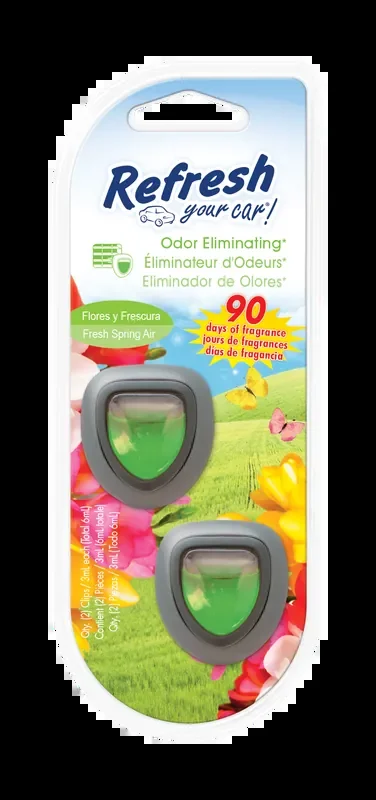 Refresh Your Car! Mini Diffuser Car Air Fresheners, Fresh Spring Air Scent (2 Pack)