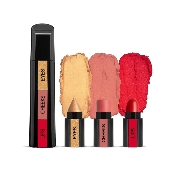 RENEE Fab Face 3 In 1 Makeup Stick Diva 4.5gm Includes Eyeshadow, Blush & Lipstick Infused With Vitamin E Intense Color Payoff Compact & Travel Friendly
