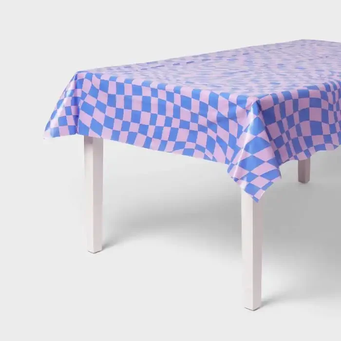 Retro Wavy Checkered Print Table Cover – Spritz™