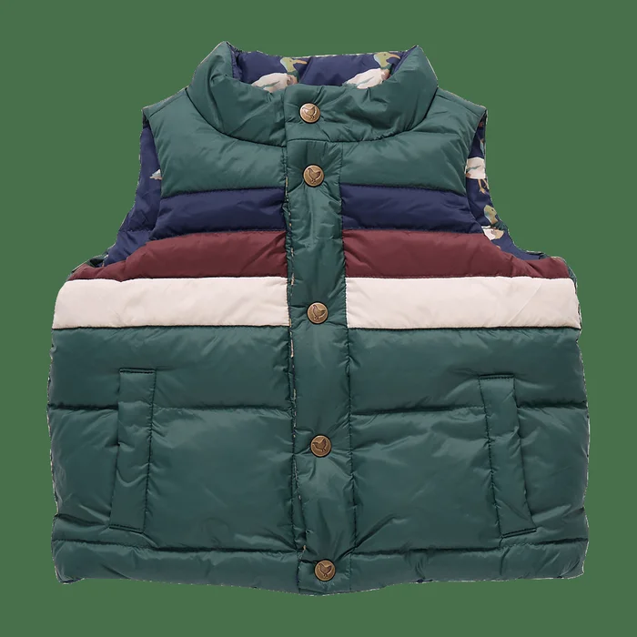 Reversible Ellis Ruffle Vest – Evergreen Stripe
