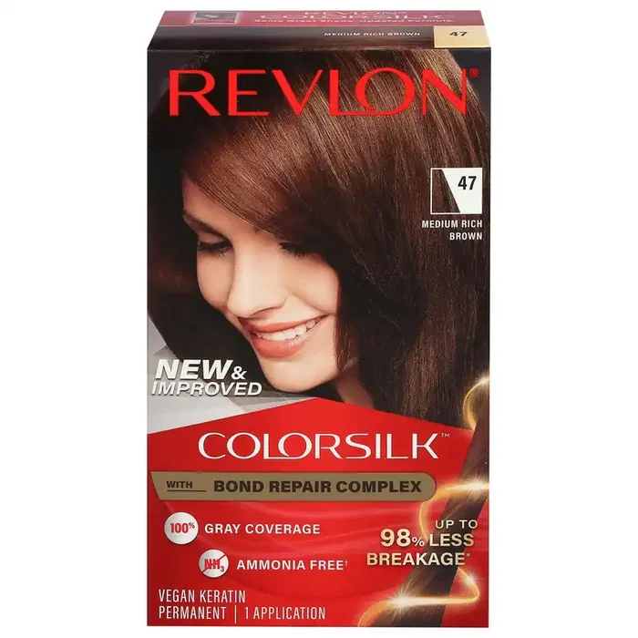Revlon Colorsilk 47 Medium Rich Brown Vegan Keratin Permanent Hair Color 1 Each