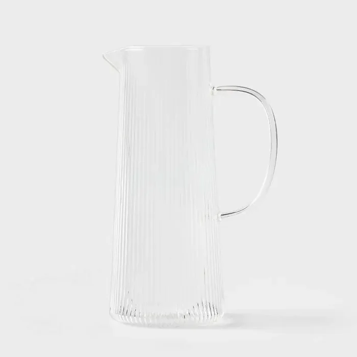 Ribbed Glass Pitcher Clear – Threshold™ 40.5oz Dishwasher-Safe Beverage Server for Hot/Cold Drinks