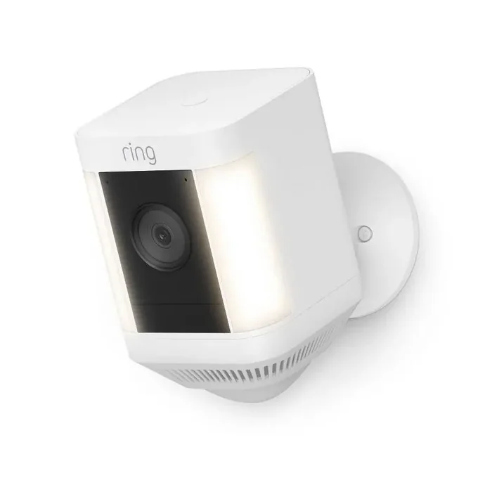 Ring Spotlight Cam Plus (Battery) – White Outdoor Security, Smartphone Compatible