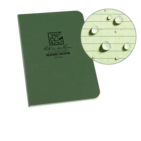 Rite in the Rain Field-Flex Memo Notebook, 3 1/2″” x 5″”, Universal Ruled, 112 Pages (56 Sheets), Green