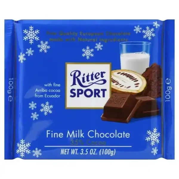 Ritter Sport Fine Milk Chocolate, 35% Cocoa