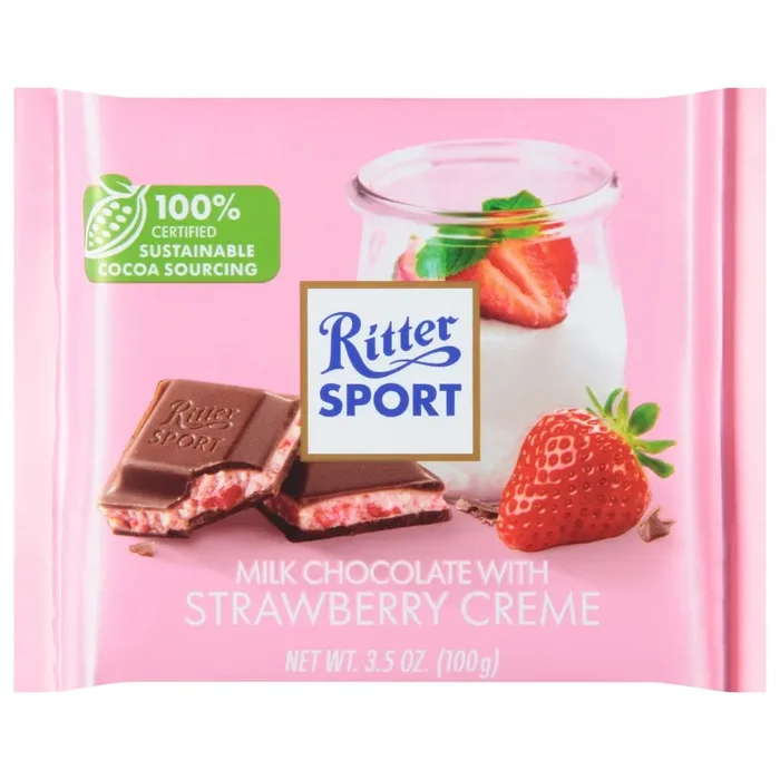 Ritter Sport Milk Chocolate With Strawberry Creme