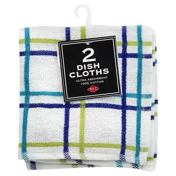 Ritz Dish Cloths, Multi Check Teal